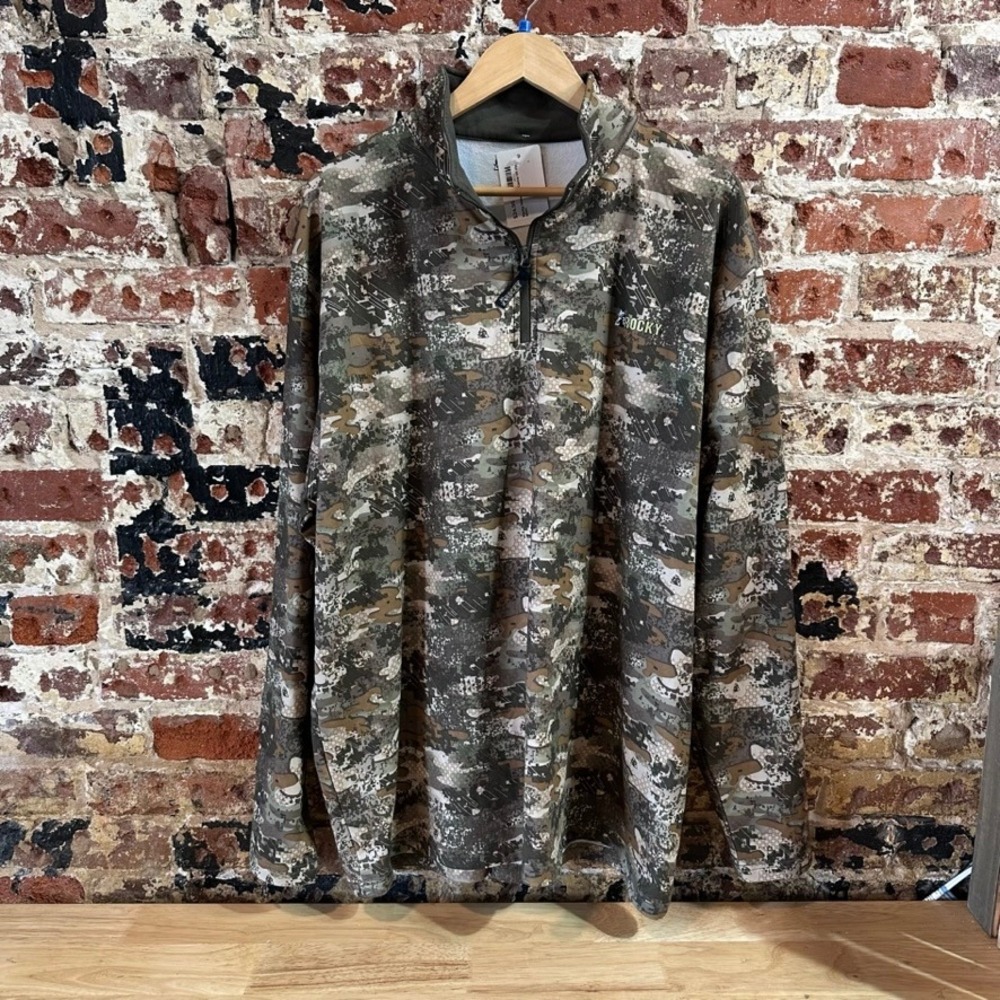 Rocky Camo Fleece Quarter Zip Mens T-shirt 2XL Long Sleeve 1/4 zip